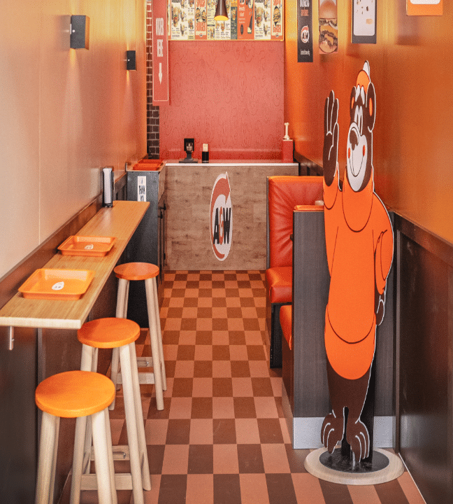 The smashed and squashed interior of the pop-up restaurant