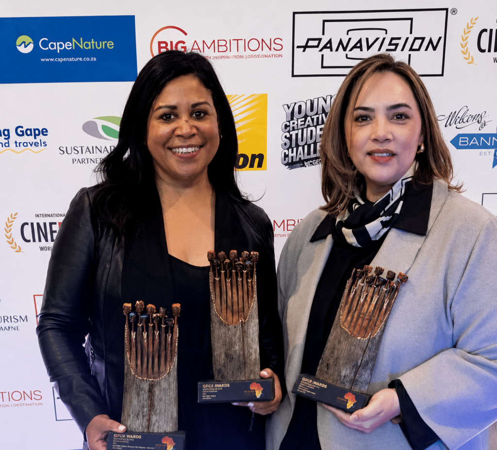 Cape Town Tourism’s CMO Briony Brookes (left) and Head of Digital Marketing, Rhoda Davids, receiving the awards