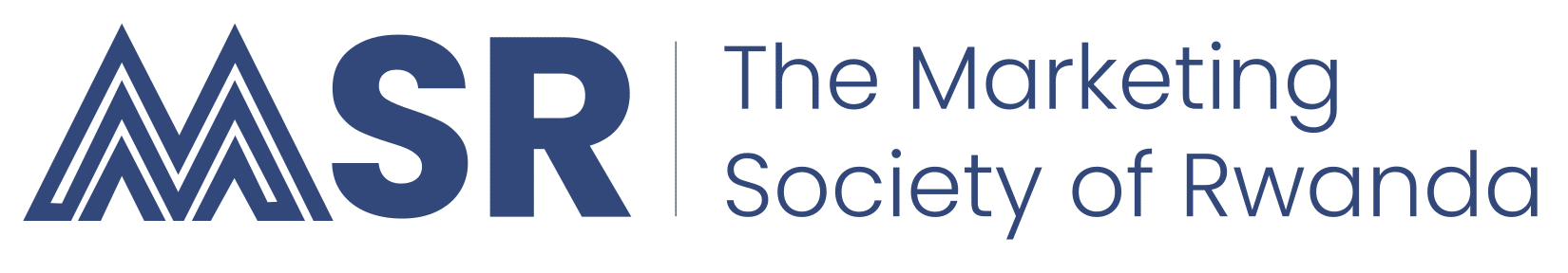 MSR logo: The Marketing Society of Rwanda with a blue geometric mountain motif