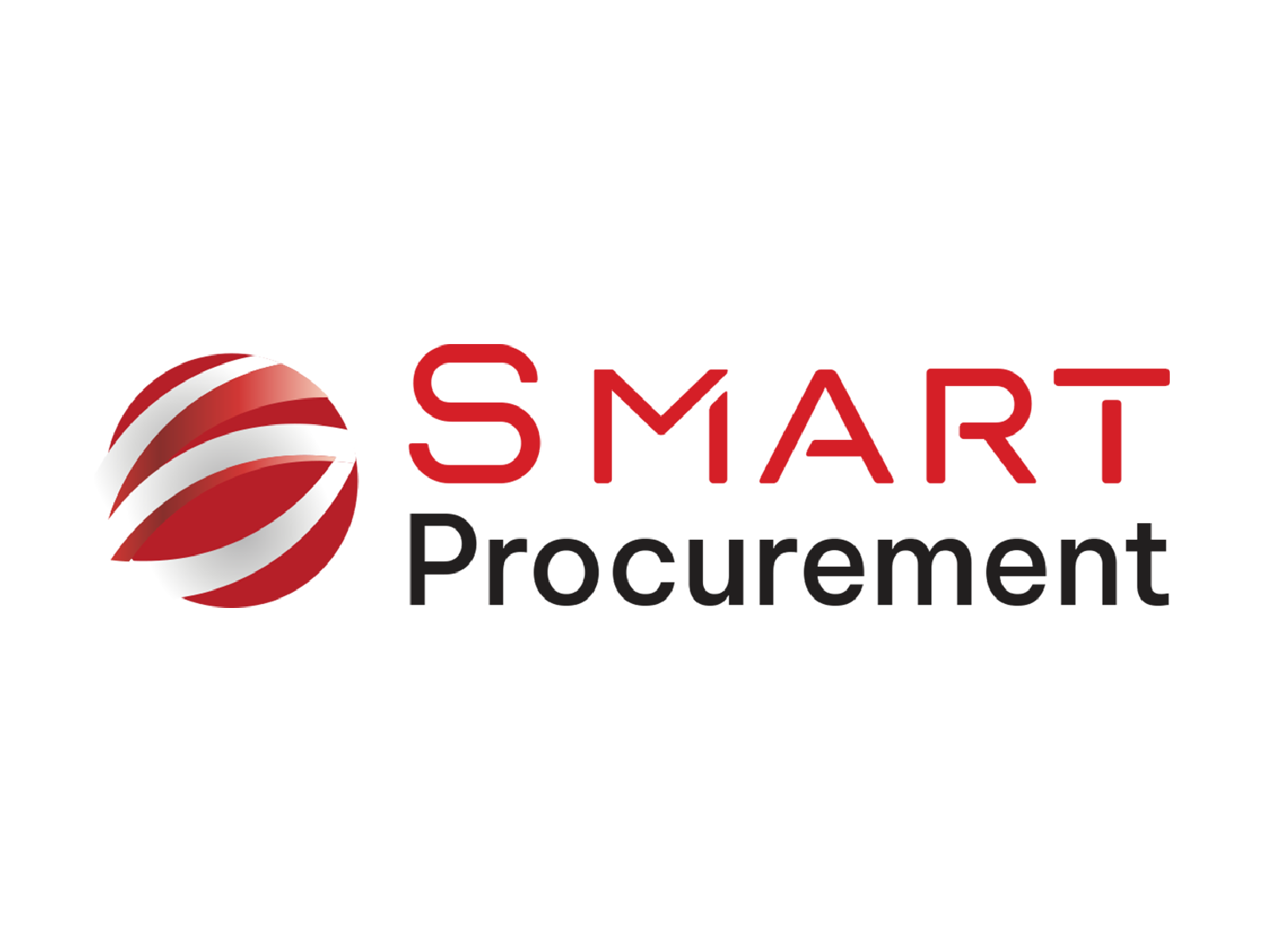 Red brand wordmark with a white and red circular emblem on the left set against a black background